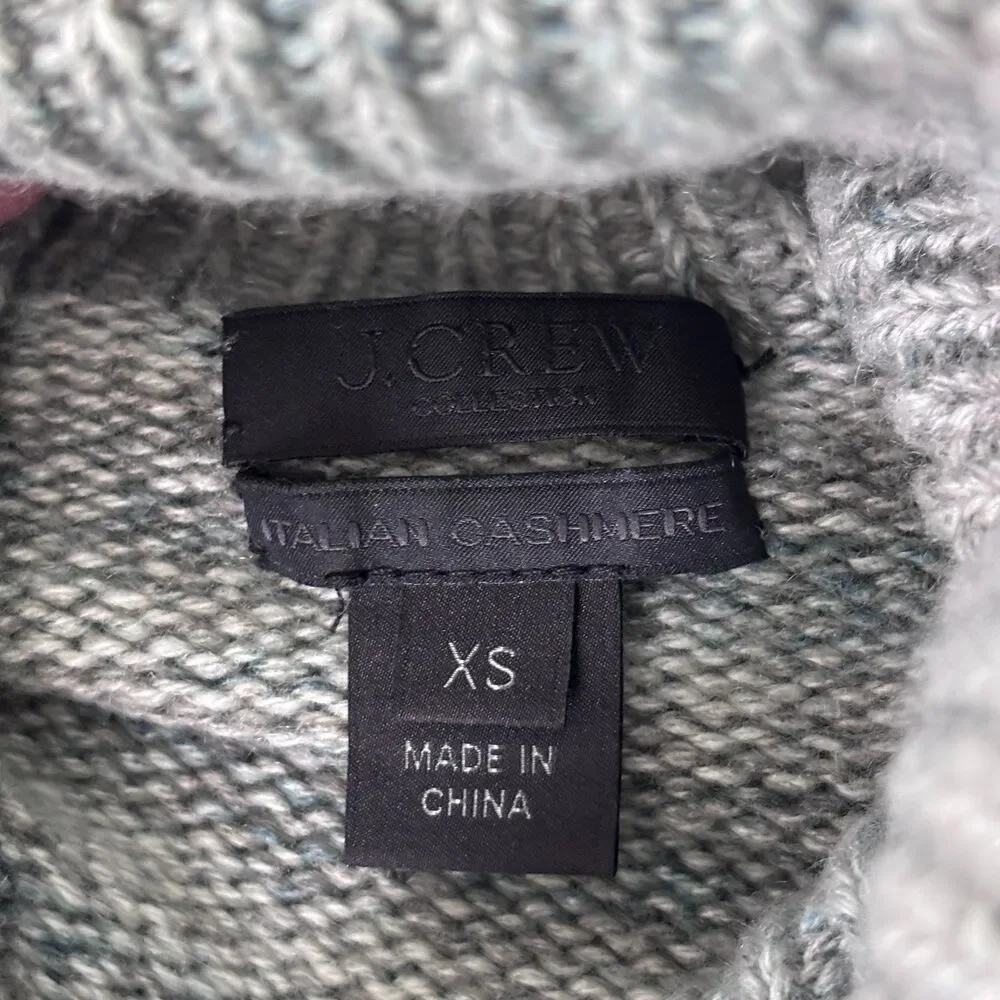 J.Crew Collection Women's XS Italian Cashmere Gray Turtleneck Sweater Dress